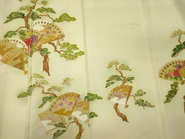 平和屋着物■訪問着 檜扇枝松文 暈し染め 金彩 正絹 逸品 未使用 CABL0800oy