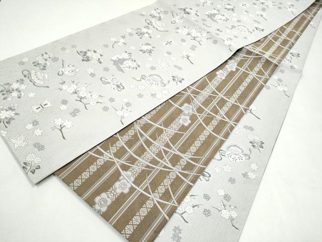 平和屋着物●両面 全通柄袋帯 宝尽くし草花文 献上 正絹 逸品 CABL0807hy