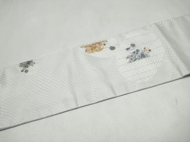 平和屋着物●九寸名古屋帯 人物文 正絹 逸品 CABL0814hy