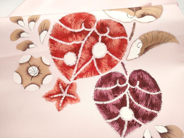 平和屋着物●塩瀬 九寸名古屋帯 手描き 辻が花 正絹 逸品 CABL0822hy