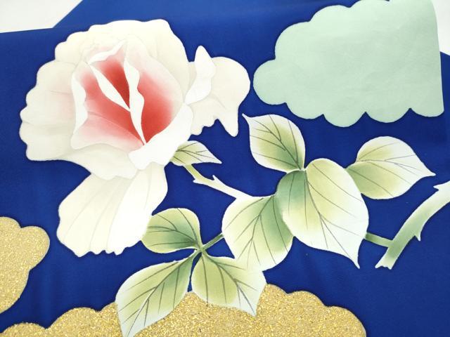 平和屋着物●塩瀬 九寸名古屋帯 手描き 枝椿 金彩 正絹 逸品 CABL0823hy