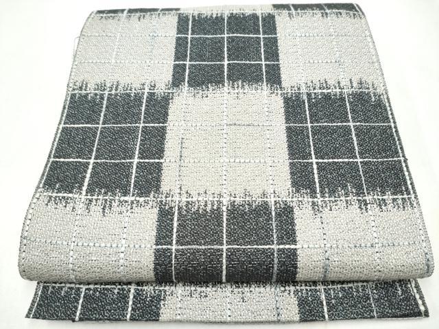 平和屋着物●八寸名古屋帯 変わり市松文様 正絹 逸品 CABL0829hy