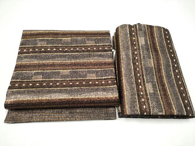 平和屋着物●つけ帯 横段文 金糸 正絹 逸品 CABL0836hy