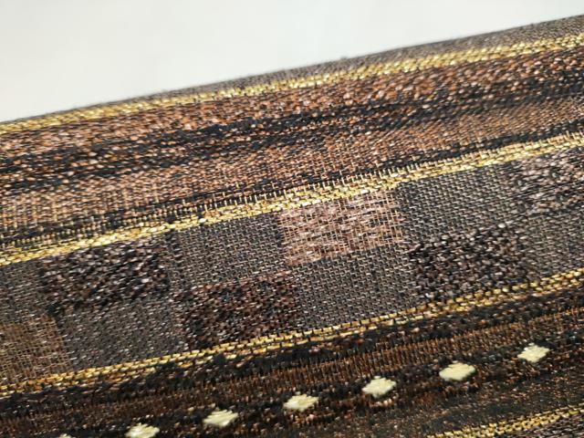 平和屋着物●つけ帯 横段文 金糸 正絹 逸品 CABL0836hy