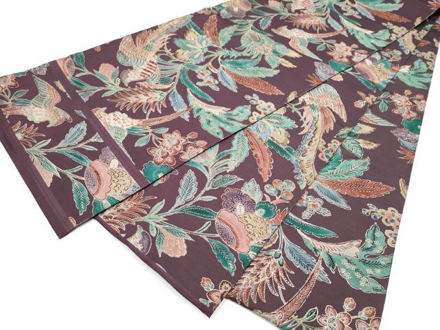 平和屋着物●アンティーク 大正ロマン 更紗花鳥文 金糸 正絹 逸品 CABL0841hy