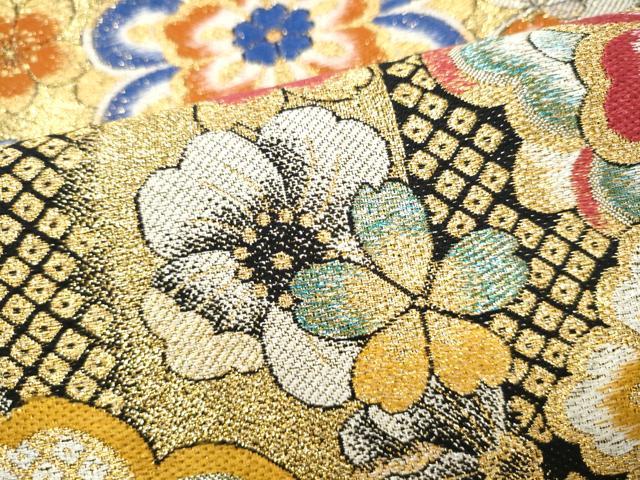 平和屋着物●六通柄袋帯 舞花文 金糸 正絹 逸品 CABL0857hy