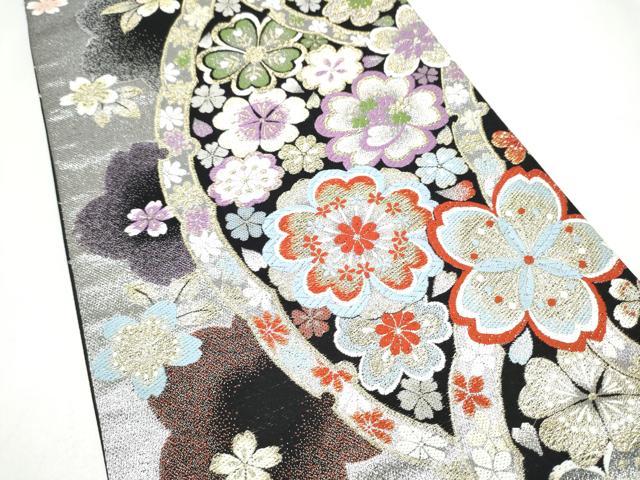 平和屋着物●六通柄袋帯 舞花文 金銀糸 正絹 逸品 CABL0862hy