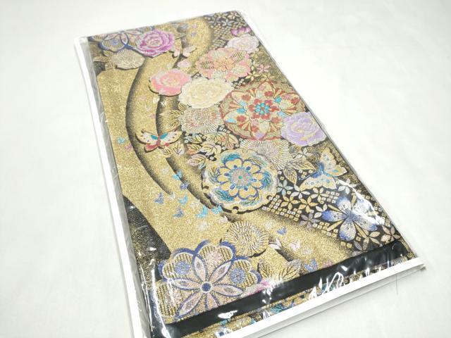 平和屋着物●六通柄袋帯 花蝶文 金銀糸 正絹 逸品 CABL0869hy