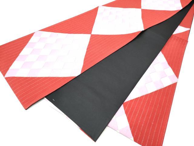 平和屋着物●六通柄袋帯 唐織 菱繋ぎ 正絹 逸品 未使用 CABL0874hy