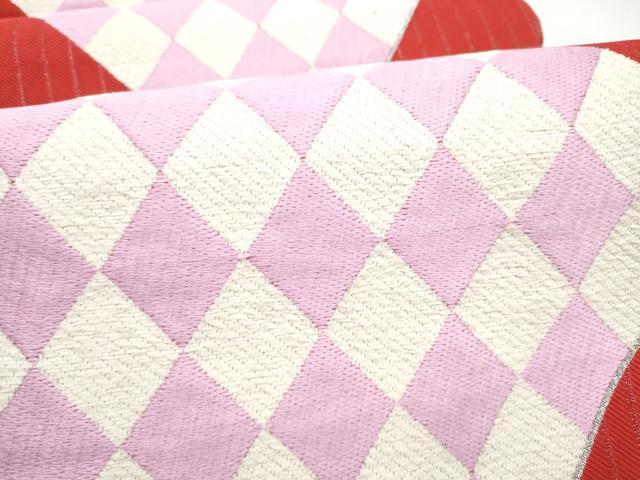 平和屋着物●六通柄袋帯 唐織 菱繋ぎ 正絹 逸品 未使用 CABL0874hy