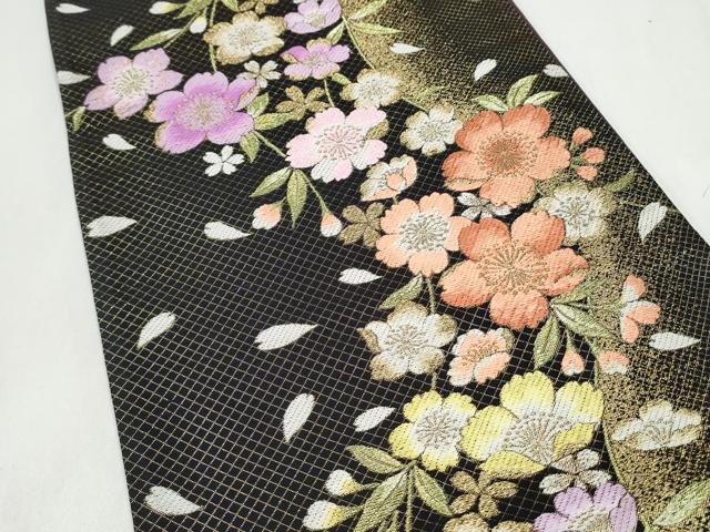 平和屋着物●西陣 酒井守謹製 六通柄袋帯 天然素材シルク紬 舞花文 金糸 正絹 逸品 CABL0882hy