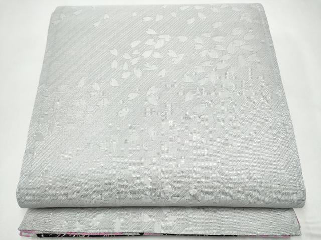 平和屋着物●西陣 丸万織物謹製 両面 六通柄袋帯 舞桜文 証紙付き 正絹 逸品 CABL0890hy