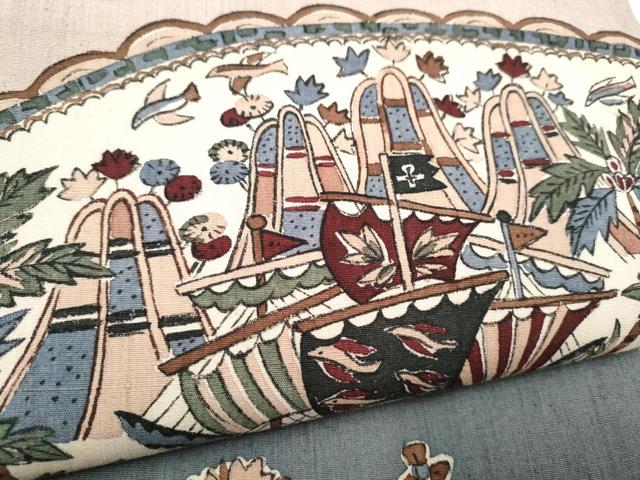 平和屋着物●太鼓柄袋帯 紬地 魚 風景文 正絹 逸品 CABL0893hy