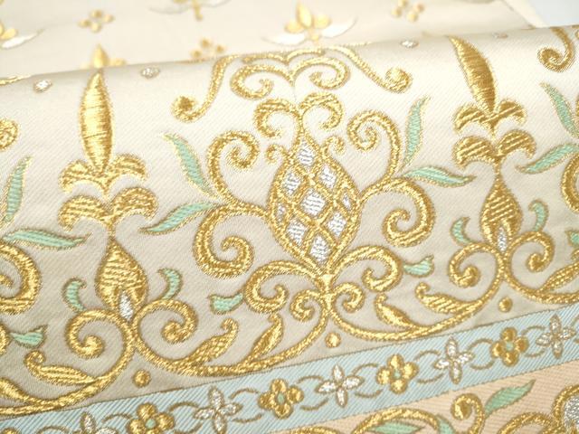 平和屋着物●西陣 川島織物 六通柄 本袋帯 花唐草文 金銀糸 正絹 逸品 CABL0895hy