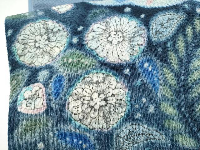 平和屋着物●太鼓柄袋帯 辻が花 鬼しぼ縮緬 正絹 逸品 CABL0897hy