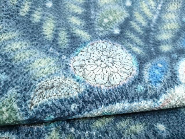 平和屋着物●太鼓柄袋帯 辻が花 鬼しぼ縮緬 正絹 逸品 CABL0897hy
