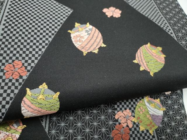 平和屋着物●六通柄袋帯 唐織 義経千本桜 洛中小紋 黒地 金糸 正絹 逸品 CABL0898hy