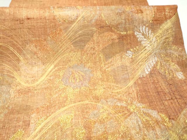 平和屋着物●名門 しょうざん 生紬 紙屋川伝承 絹漉貴 太鼓柄袋帯 舞花文 金銀糸 正絹 逸品 CABL0899hy