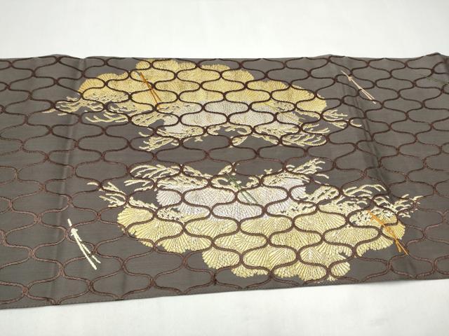 平和屋着物●皇室・伊勢神宮御用 御御帯 山口美術織物 山口弘躬 太鼓柄袋帯 網千松籟錦文 金糸 正絹 逸品 CABL0902hy