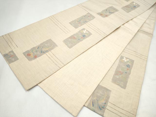 平和屋着物●六通柄袋帯 短冊草花文 正絹 逸品 CABL0904hy