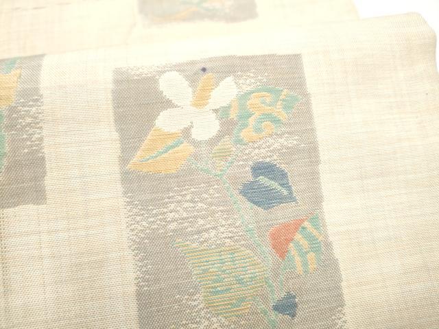 平和屋着物●六通柄袋帯 短冊草花文 正絹 逸品 CABL0904hy
