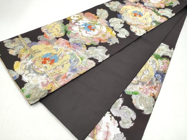 平和屋着物●六通柄袋帯 幻想の花 金銀糸 正絹 逸品 CABL0924hy