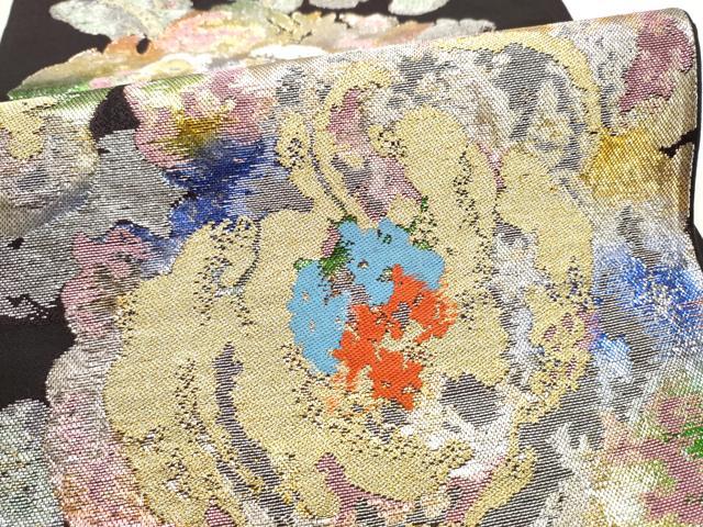 平和屋着物●六通柄袋帯 幻想の花 金銀糸 正絹 逸品 CABL0924hy