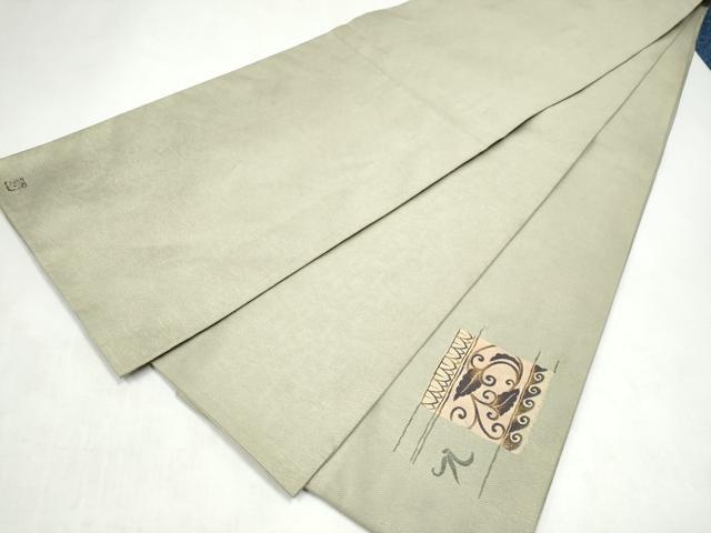 平和屋着物●太鼓柄袋帯 作家物 鳳凰唐草文 金糸 正絹 逸品 CABL0937hy