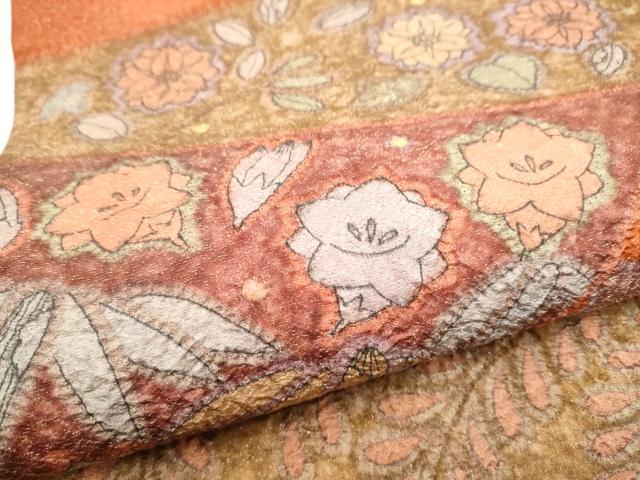 平和屋着物●太鼓柄袋帯 絞り 辻が花 金糸 正絹 逸品 未使用 CABL0949hy
