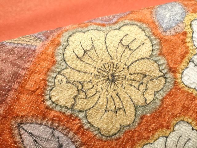 平和屋着物●太鼓柄袋帯 絞り 辻が花 金糸 正絹 逸品 未使用 CABL0949hy