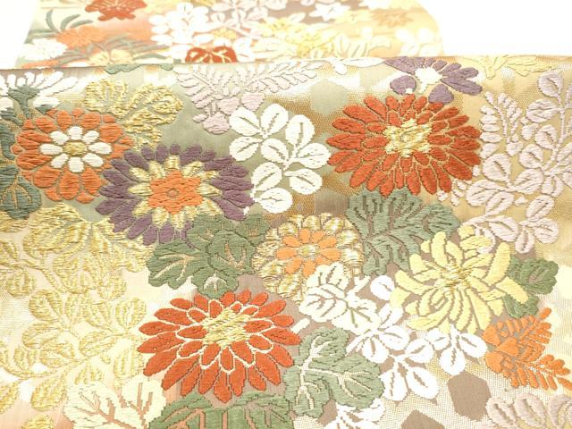 平和屋着物●六通柄袋帯 唐織 草花文 金糸 正絹 逸品 CABL0954hy