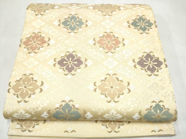 平和屋着物●六通柄袋帯 唐織 菱花文 正絹 逸品 CABL0963hy