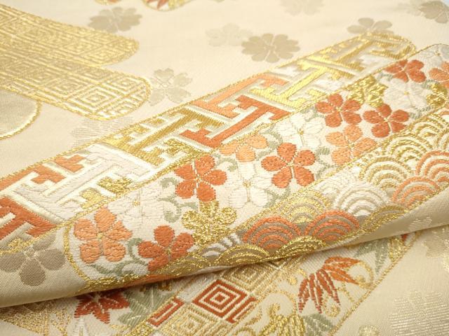 平和屋着物●西陣の名門 本家加納 六通柄袋帯 唐織 花筏文 金糸 鈴乃屋扱い 正絹 逸品 CABL0964hy