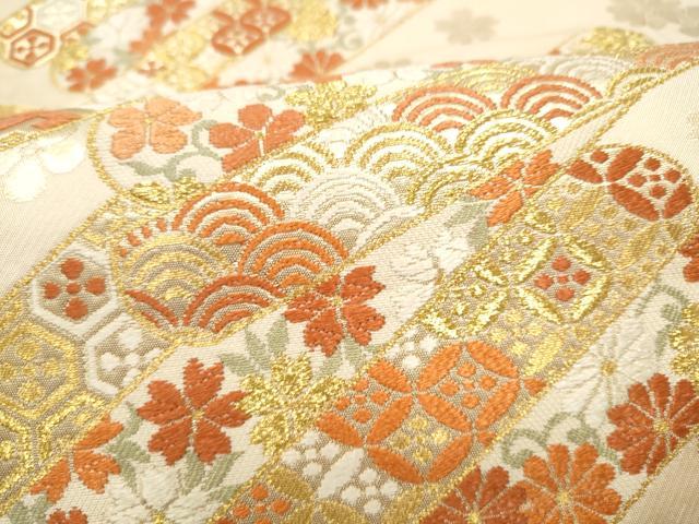 平和屋着物●西陣の名門 本家加納 六通柄袋帯 唐織 花筏文 金糸 鈴乃屋扱い 正絹 逸品 CABL0964hy