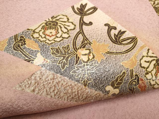 平和屋着物●九寸名古屋帯 牡丹唐草文 金彩 正絹 逸品 CABL0979hy