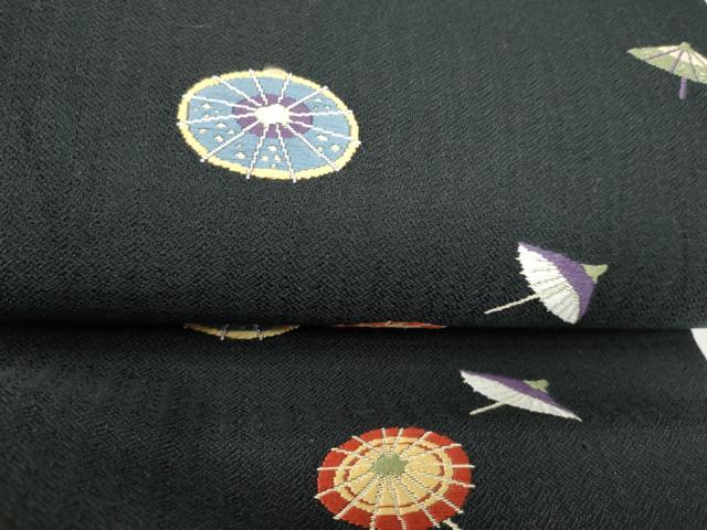 平和屋着物●九寸開き名古屋帯 唐織 番傘 黒地 正絹 逸品 CABL0983hy