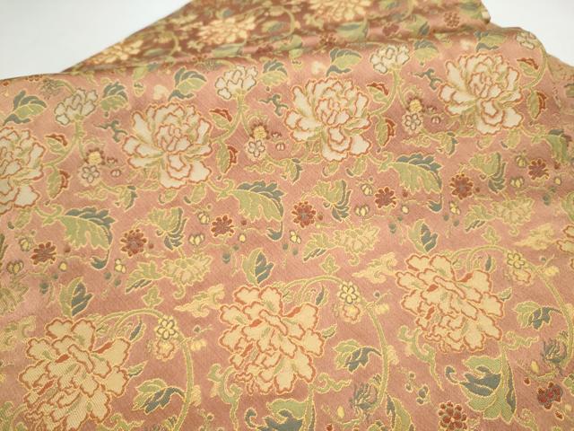 平和屋着物●全通柄 九寸名古屋帯 牡丹唐草文 金糸 正絹 逸品 CABL1005hy