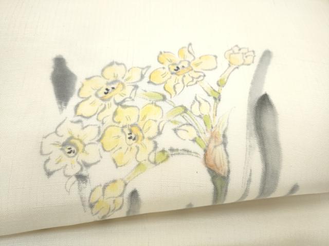平和屋着物●九寸名古屋帯 作家物 手描き 風景文 正絹 逸品 CABL1016hy