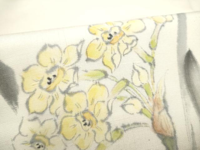 平和屋着物●九寸名古屋帯 作家物 手描き 風景文 正絹 逸品 CABL1016hy
