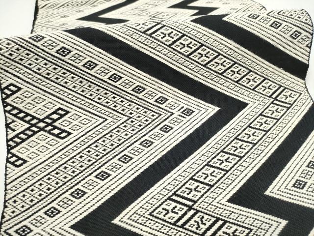 平和屋着物●こぎん刺し 八寸名古屋帯 吉祥文 黒地 綿 CABL1025hy