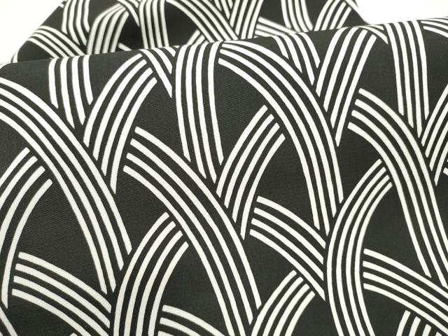 平和屋着物●全通柄 九寸名古屋帯 幾何学文様 黒地 正絹 逸品 CABL1034hy