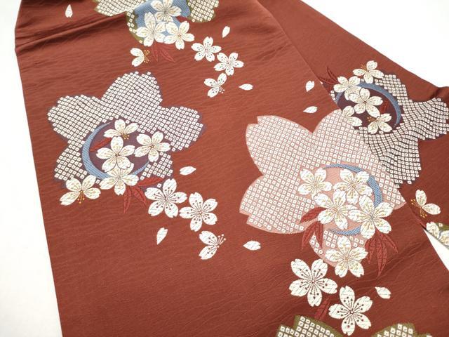平和屋着物●九寸名古屋帯 唐織 舞桜文 正絹 逸品 CABL1038hy