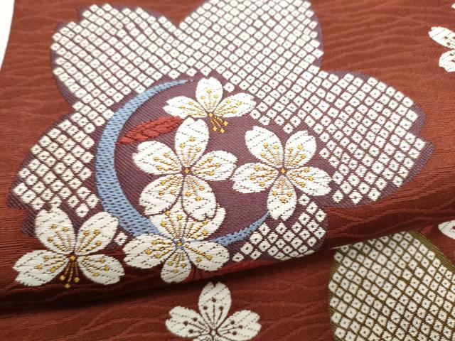 平和屋着物●九寸名古屋帯 唐織 舞桜文 正絹 逸品 CABL1038hy