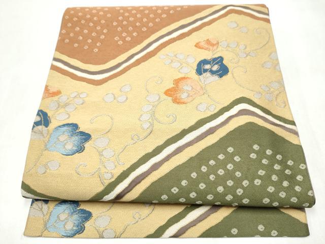 平和屋着物●西陣 白綾苑大庭 ファッションデザイナー HIROKO KOSHINO コシノヒロコ 六通柄袋帯 唐草文 金糸 正絹 逸品 CABL1050hy