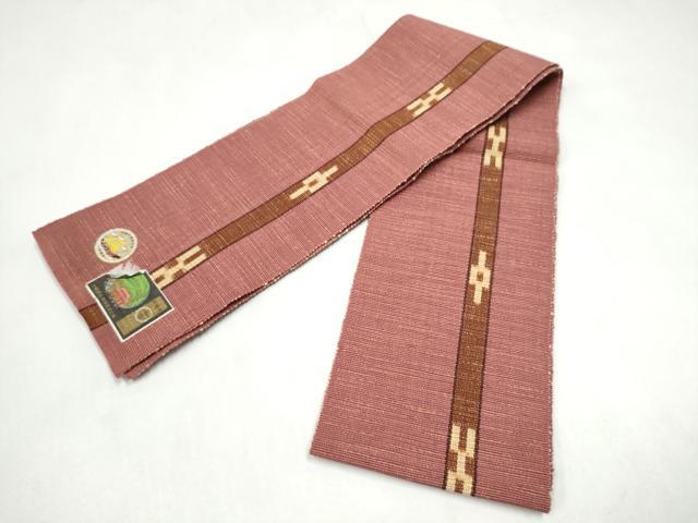 平和屋着物●沖縄県伝統工芸品 八重山ミンサー 手織り 半幅帯 絣文様 一重帯 綿 逸品 CABL1053hy