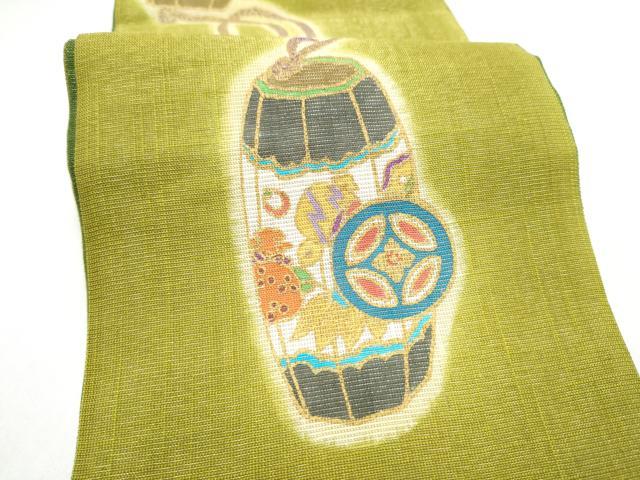 平和屋着物▽両面 半幅帯 スリーシーズン 春夏秋 吉祥文 金通し地 CABL1074hy