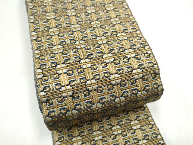 平和屋着物●男性 本場筑前博多織 両面 角帯 幾何学文様 正絹 逸品 CABL1117hy