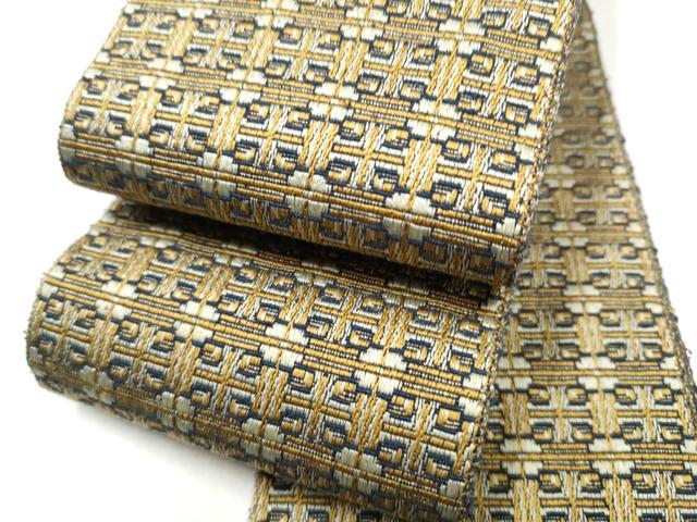 平和屋着物●男性 本場筑前博多織 両面 角帯 幾何学文様 正絹 逸品 CABL1117hy