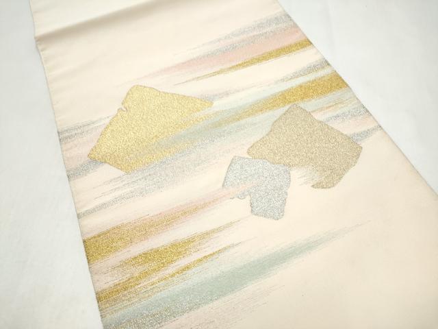 平和屋着物●爪搔き本綴れ つけ帯 破れ色紙霞文 金銀糸 正絹 逸品 CABL1151hy