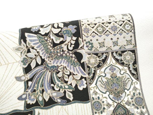 平和屋着物●ワンタッチつけ帯 鳳凰更紗花文 金彩 正絹 逸品 CABL1164hy